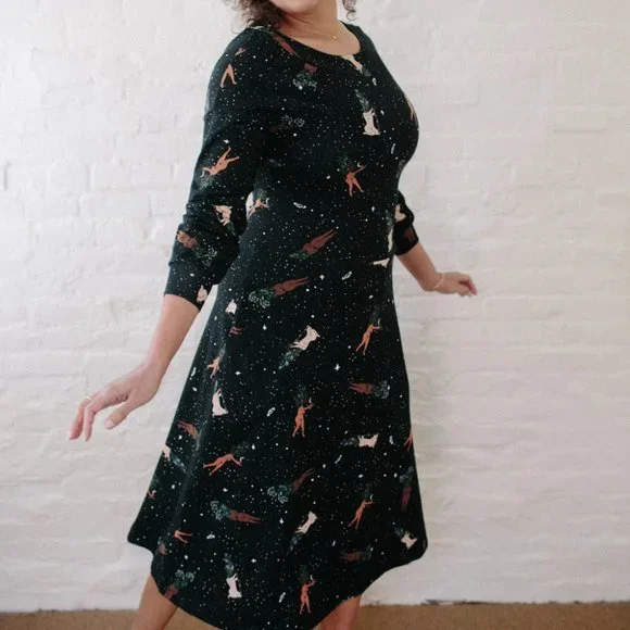 Witchy dress herbal femme custom art print @merakilabbe NWOT 3/4 sleeve - Picture 1 of 6